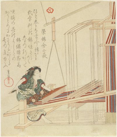 Femme tissant, début du 19e siècle - Yanagawa Shigenobu